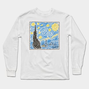 Starry night by Bart Simpson Long Sleeve T-Shirt